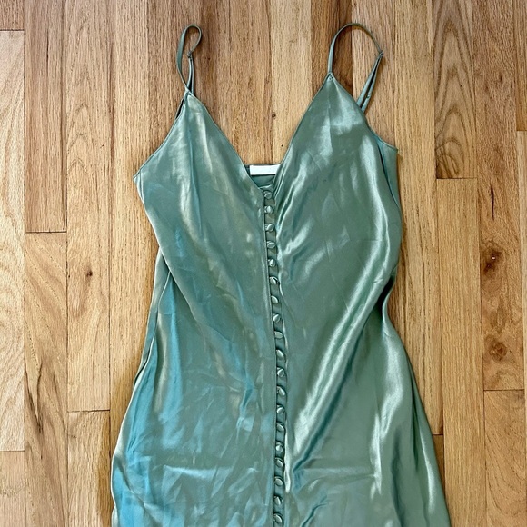 SABLYN carla silk slip dress midi sage green made in USA size M - Picture 4 of 8